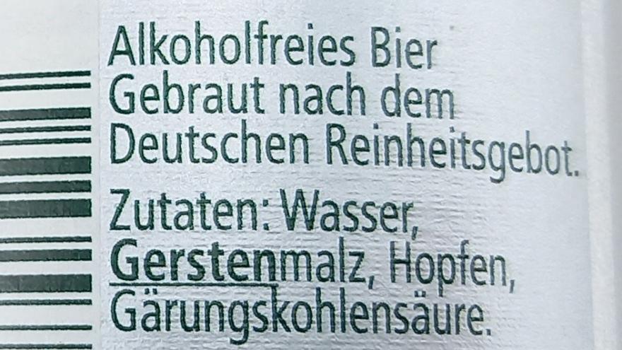 Etikett von alkoholfreiem Bier