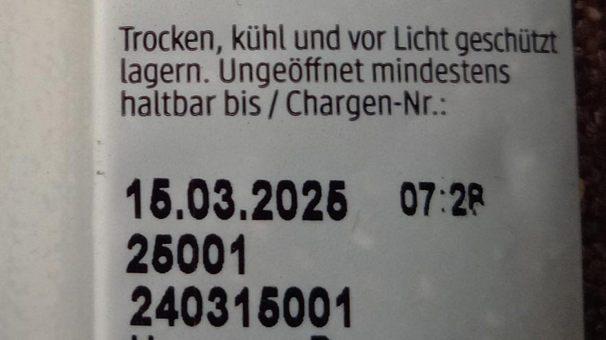 Verpackung mit Mindesthaltbarkeitsdatum