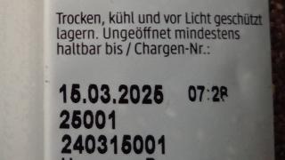 Verpackung mit Mindesthaltbarkeitsdatum